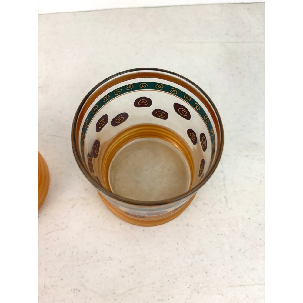 Vintage Gold Teal Burgundy Spiral Rocks Glasses Whiskey Tumblers Pair - Picture 4 of 11